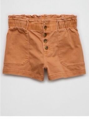 American Eagle Dreamy Drape Paperbag Mom Short Rusty Peach Size 4 NWT